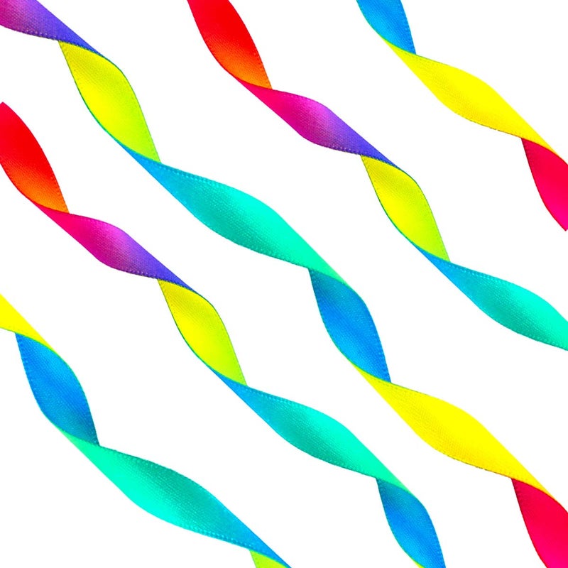 Teemico 50 Yards Satin Ribbon Gradient Rainbow Printed Double Side Satin Polyester Ribbon for DIY Handmade (9mm Wide) - Image 2